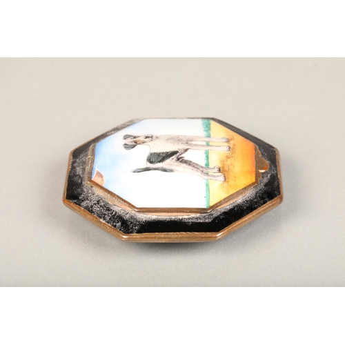 9 - Art Deco period Continental enamel metal powder compact of octagonal form, the top surface decorated... 