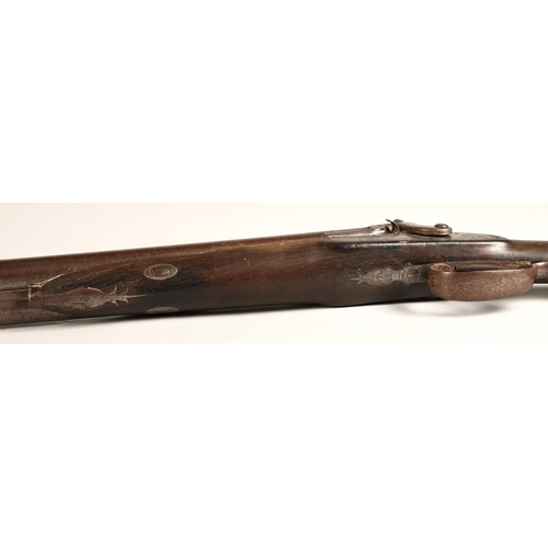 260 - 19th century Earl & Co percussion double barrel shotgun,116cm long.