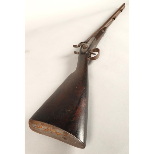 260 - 19th century Earl & Co percussion double barrel shotgun,116cm long.