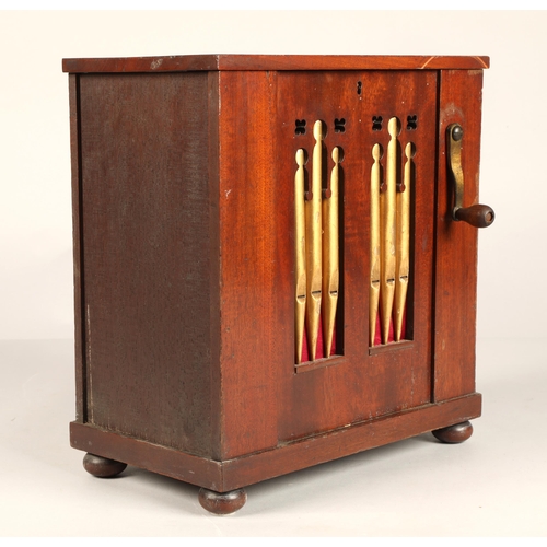 273 - A 19th century miniature chamber barrel organ, playing eight tunes on twelve keys with one rank of s... 