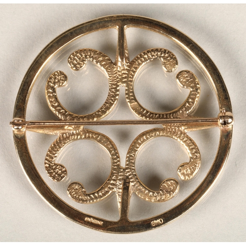 162 - Ola Gorie 9ct gold St. Magnus round clasp brooch, W4.3cm, 12.4g, in original box.