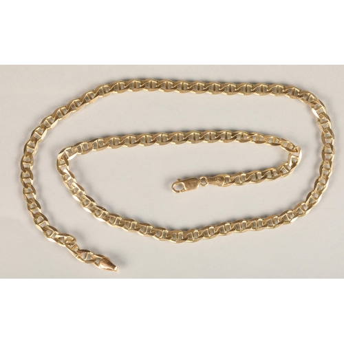 164 - Italian 14ct gold flattened curb link neck chain, makers mark 'AI' in a diamond, 30.9g gross.