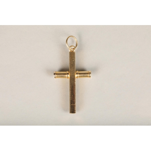 172 - 14ct yellow gold crucifix pendant, the suspension ring stamped '14', 3.8g.