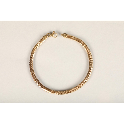 176 - Italian 18ct gold flattened curb link bracelet, stamped '750 352 AR' for B & B Preziosi of Arezz... 