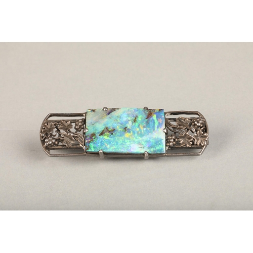 191 - Arts & Crafts silver and Australian opal brooch in the manner of Wager, 7.7g.