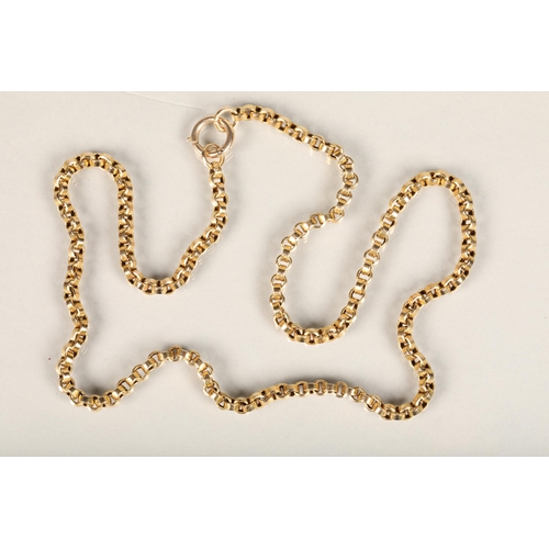 213 - 9ct gold ring-link neck chain, 14.4g.