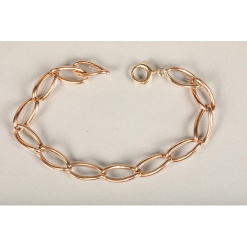 214 - 9ct gold elongated curb link bracelet (af), 16.7g.