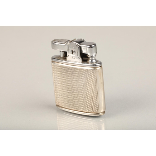 257 - Mid century Ronson lighter, the silvered case with blue guilloche enamel front around a raised coron... 