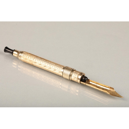 260 - Early C20th century Aikin Lambert and Co. yellow metal propelling fountain pen no. 6 with Mabie Todd... 