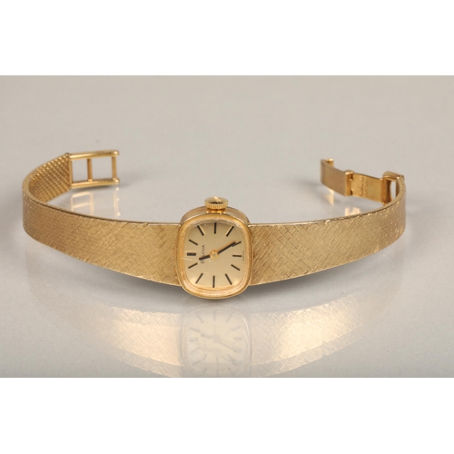 266 - Ladies Bulova wristwatch having 17 jewel movement on 9ct gold textured link bracelet, 20.8g without ... 