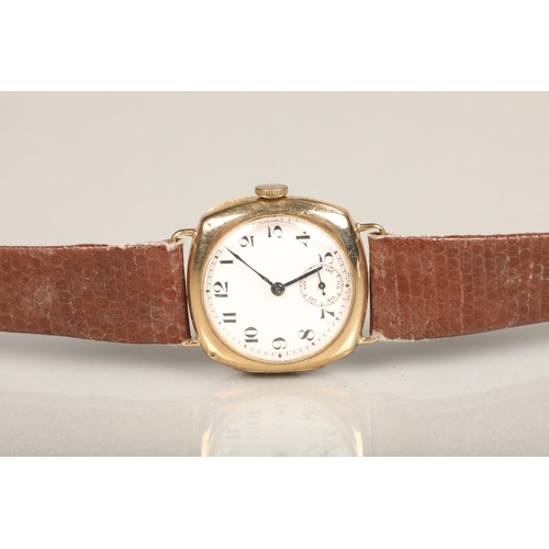 270 - Gents 9ct gold cased wristwatch, the white enamel dial with Arabic numerals and subsidiary seconds d... 