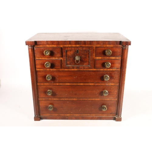 376 - Scottish apprentice mahogany chest of drawers, late 19th century, the four short drawers flanking de... 