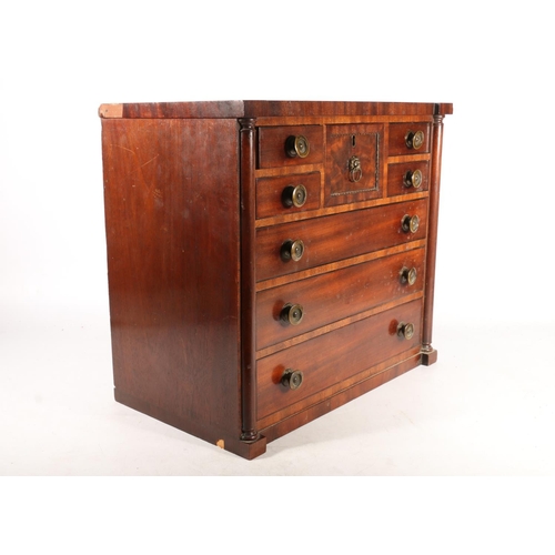 376 - Scottish apprentice mahogany chest of drawers, late 19th century, the four short drawers flanking de... 