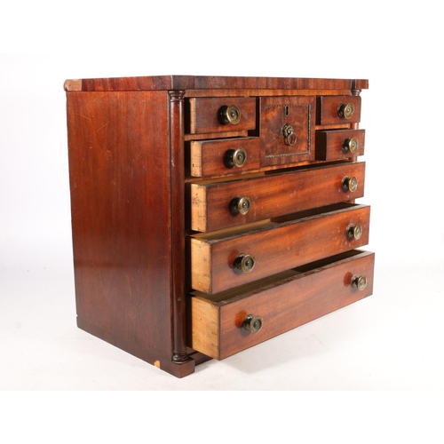 376 - Scottish apprentice mahogany chest of drawers, late 19th century, the four short drawers flanking de... 