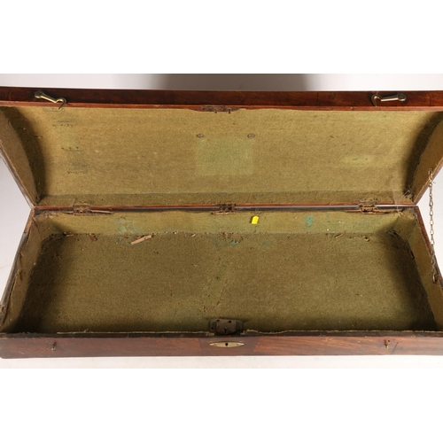 379 - Walnut gun case or double violin case, 19th century, the domed rectangular case opening to reveal gr... 