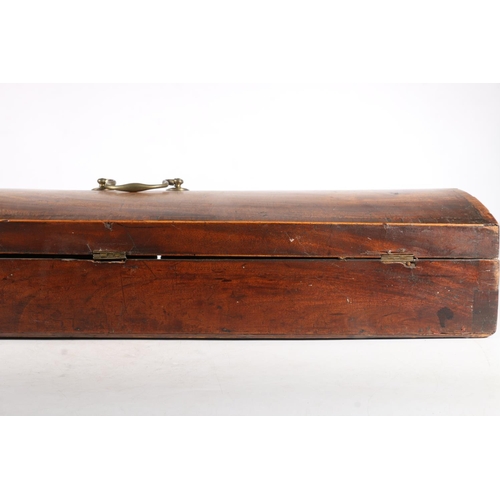 379 - Walnut gun case or double violin case, 19th century, the domed rectangular case opening to reveal gr... 