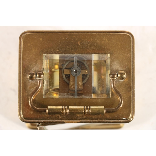 387 - Early 20th century French brass cased carriage clock, the white dial with black Roman numerals and i... 