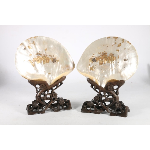 Pair of Chinese Export mother of pearl oyster shells, late Qing