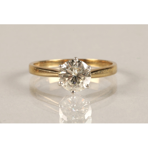 112 - Ladies 1.5 carat diamond solitaire ring, ring size O.