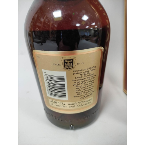 2 - Martell cognac, Bottled circa 1970s, 70 proof, 35 fl oz, 40% vol, with box