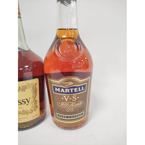 22 - Hennessy very special cognac, 68cl, 40% vol, with Martell VS fine cognac, 70cl, 40% vol, Remy Martin... 