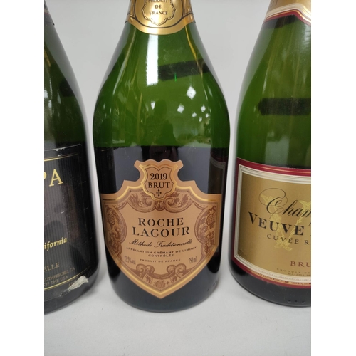 24 - Roche Lacour 2019 brut sparkling wine, 750ml, 12.5%, with Veuve Emille cuvee reserve brut champagne,... 