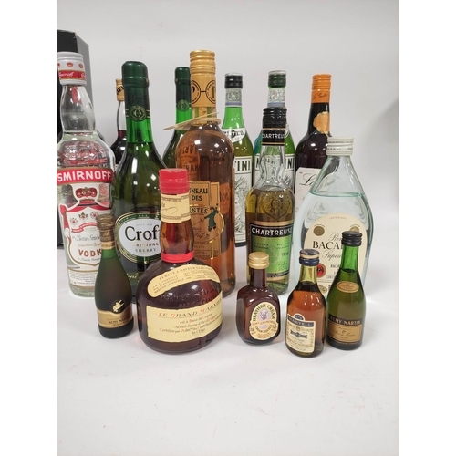 25 - Collection of Spirits and Liqueurs, to include two bottles of vodka, two bottles of Martini, Croft o... 