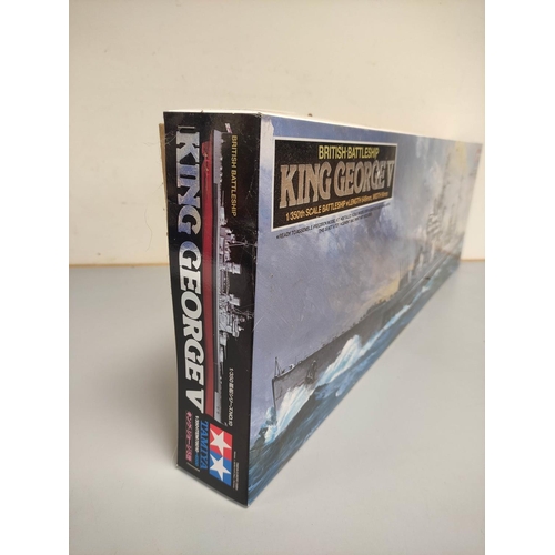 129 - Two boxed 1:350 scale model ships to include a Tamiya British Battleship King George V No.10, and a ... 