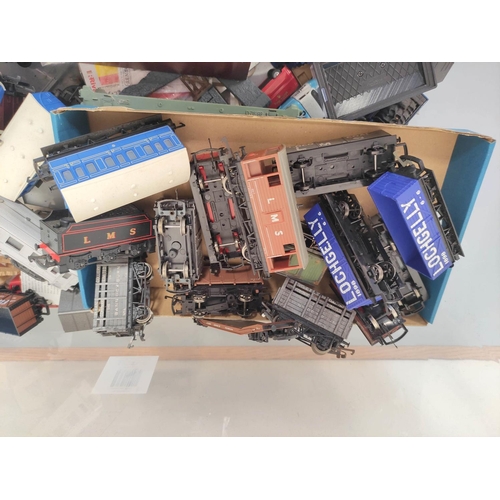 275 - Box containing a large collection of 00 gauge rolling stock and models comprising of an LMS Coronati... 