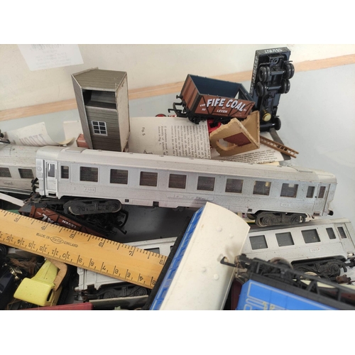 275 - Box containing a large collection of 00 gauge rolling stock and models comprising of an LMS Coronati... 