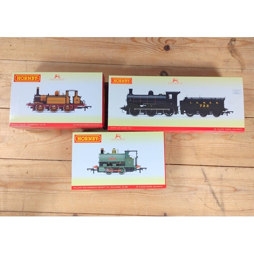 286 - Hornby Railways. Three boxed 00 gauge locomotives to include a Class J36 0-6-0 722 in LNER black R36... 