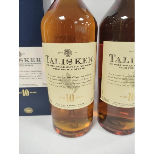 7 - Two bottles of Talisker 10 years old, the only single malt Scotch whisky from the Isle of Skye, 70cl... 