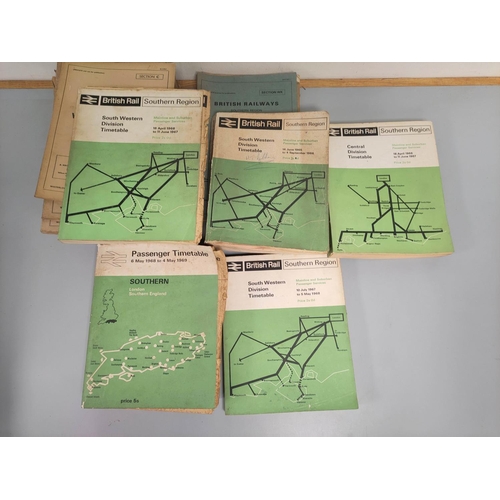 445 - Collection of 1950s-1980s British Rail time tables to include five South Western Division timetables... 