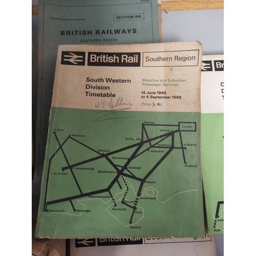 445 - Collection of 1950s-1980s British Rail time tables to include five South Western Division timetables... 