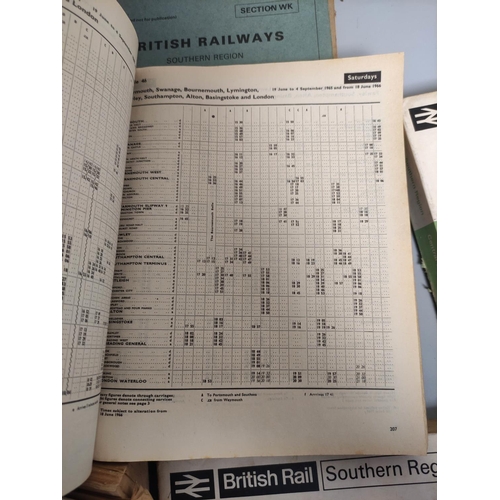 445 - Collection of 1950s-1980s British Rail time tables to include five South Western Division timetables... 