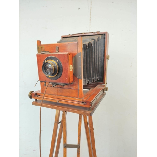 471 - Lizar's Challenge Half-Plate Field Camera, brass and mahogany construction circa 1910s with Thornton... 