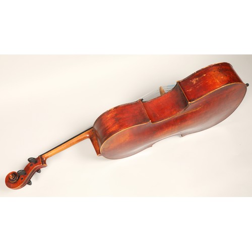 321 - English Cello, circa 1790 length of back 75.3cm,  red brown varnish, restoration, with Schuman carbo... 