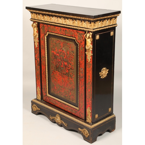 526 - 19th century ebonised cabinet with boulle work and gilt decoration, 96 x 123 x 38 cm