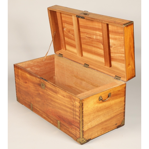 525 - 19th century camphorwood chest, brass edged with handles, 104 cm long, 50cm depth, 52 cm high.