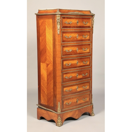 524 - 19th century kingswood secretaire front chest of drawers, with ormoulu mounts and marble top(Damaged... 