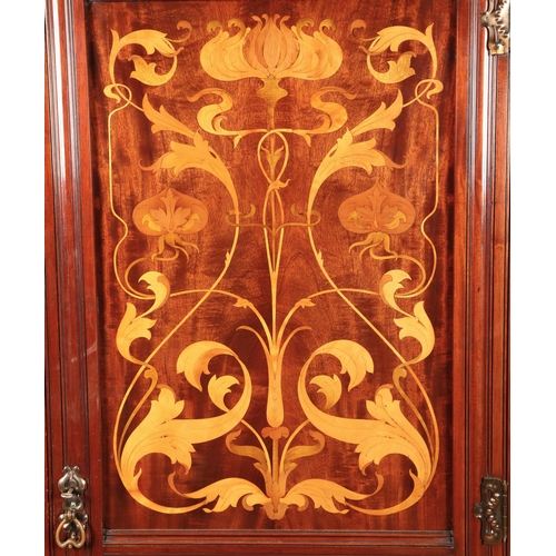 528 - Art Nouveau marquetry inlaid mahogany hall wardrobe, possibly by Shapland & Petter, the single d... 