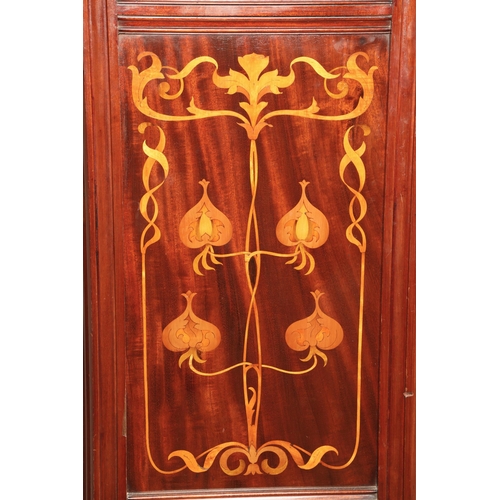 528 - Art Nouveau marquetry inlaid mahogany hall wardrobe, possibly by Shapland & Petter, the single d... 