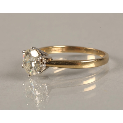 112 - Ladies 1.5 carat diamond solitaire ring, ring size O.