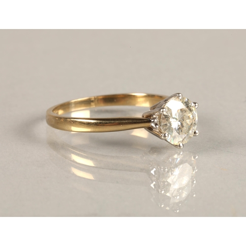 112 - Ladies 1.5 carat diamond solitaire ring, ring size O.