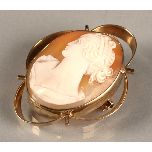 52 - Ladies 9 ct yellow gold mounted cameo brooch.