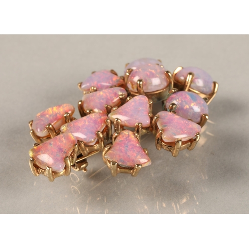 53 - Ladies opal cluster brooch, each opal approx 2 carat.