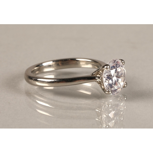 59 - Ladies 2.2 carat diamond solitaire, 2.2 carat brilliant cut diamond on a platinum shank, colour F, c... 