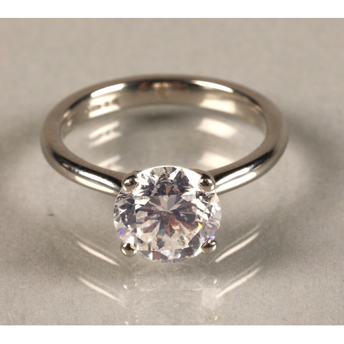 59 - Ladies 2.2 carat diamond solitaire, 2.2 carat brilliant cut diamond on a platinum shank, colour F, c... 