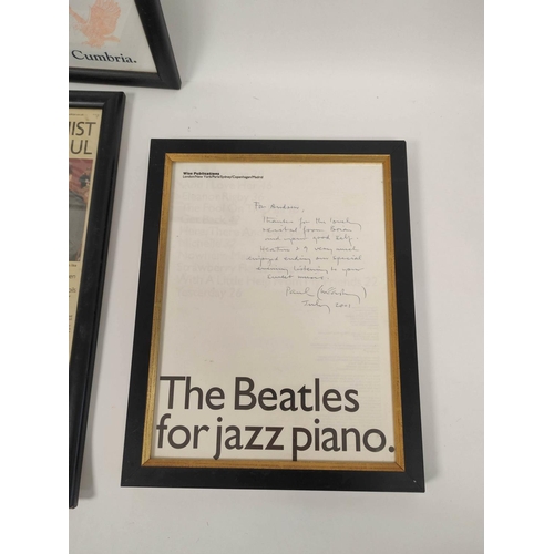 478 - Sir Paul McCartney (Beatles Historical Interest). Signed piano recital songbook and related ephemera... 