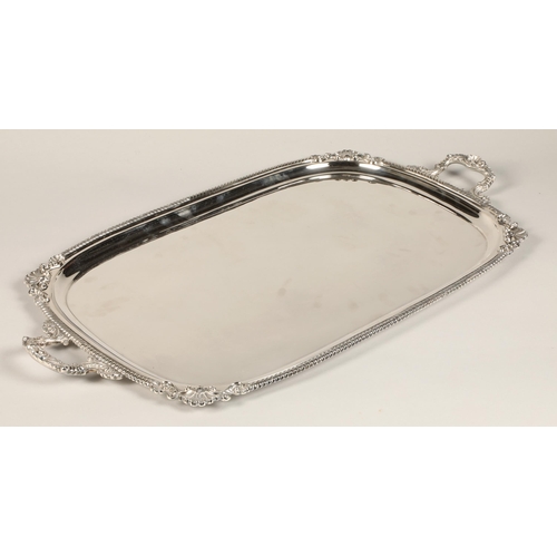 197 - Large silver double handled tray, Sheffield 2004, maker Mappin and Webb, approximately 3900 grams, 6... 